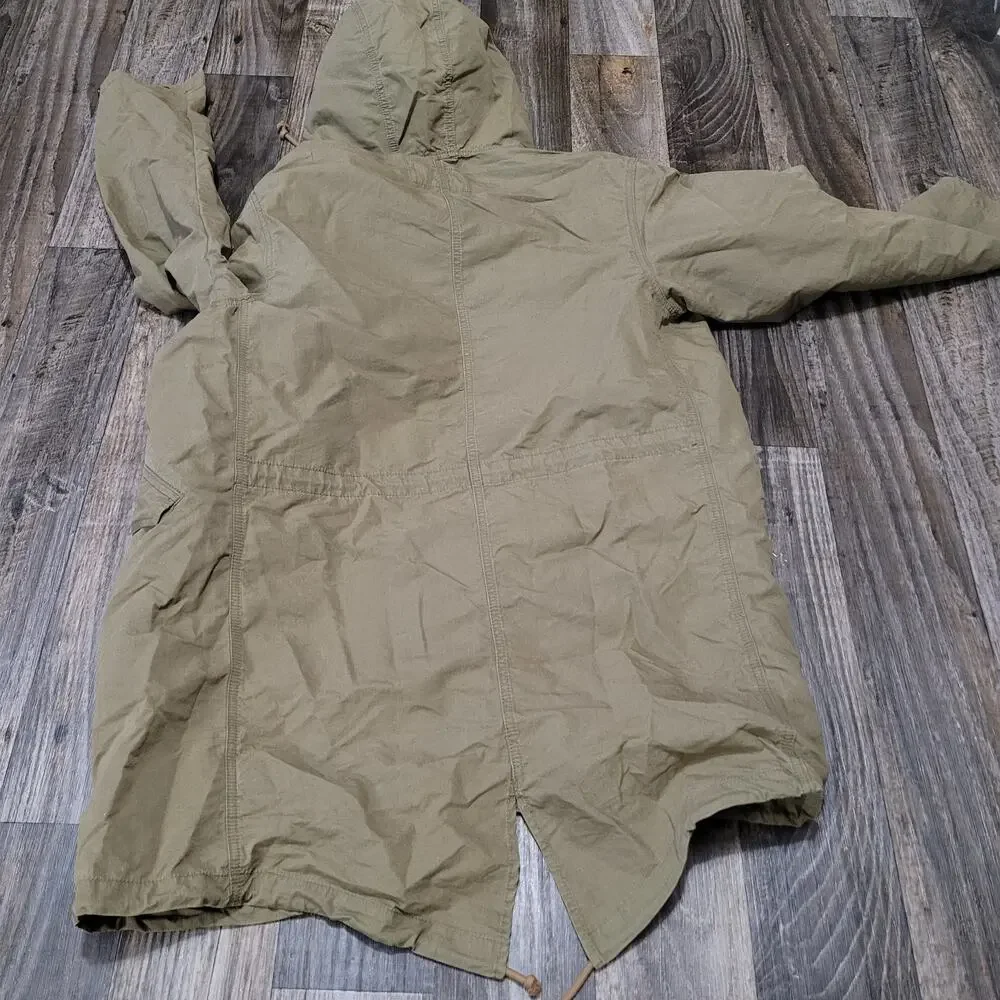 American Eagle Parka Military Style Jacket Mens Size Xs Green Full Zip Oversized